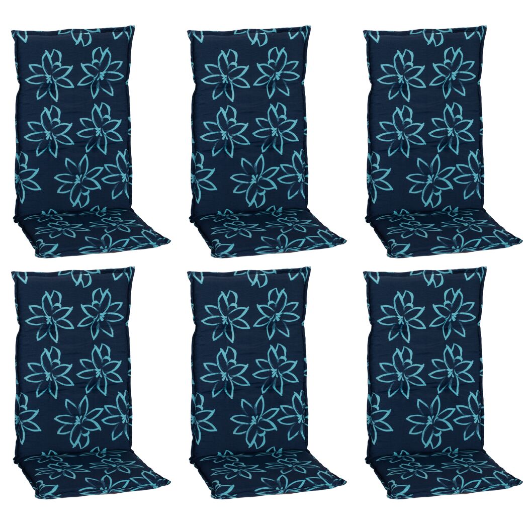 Hochlehner-Auflagenset 'Bunde' hellblau/dunkelblau 50 x 118 x 6 cm 6 Stück