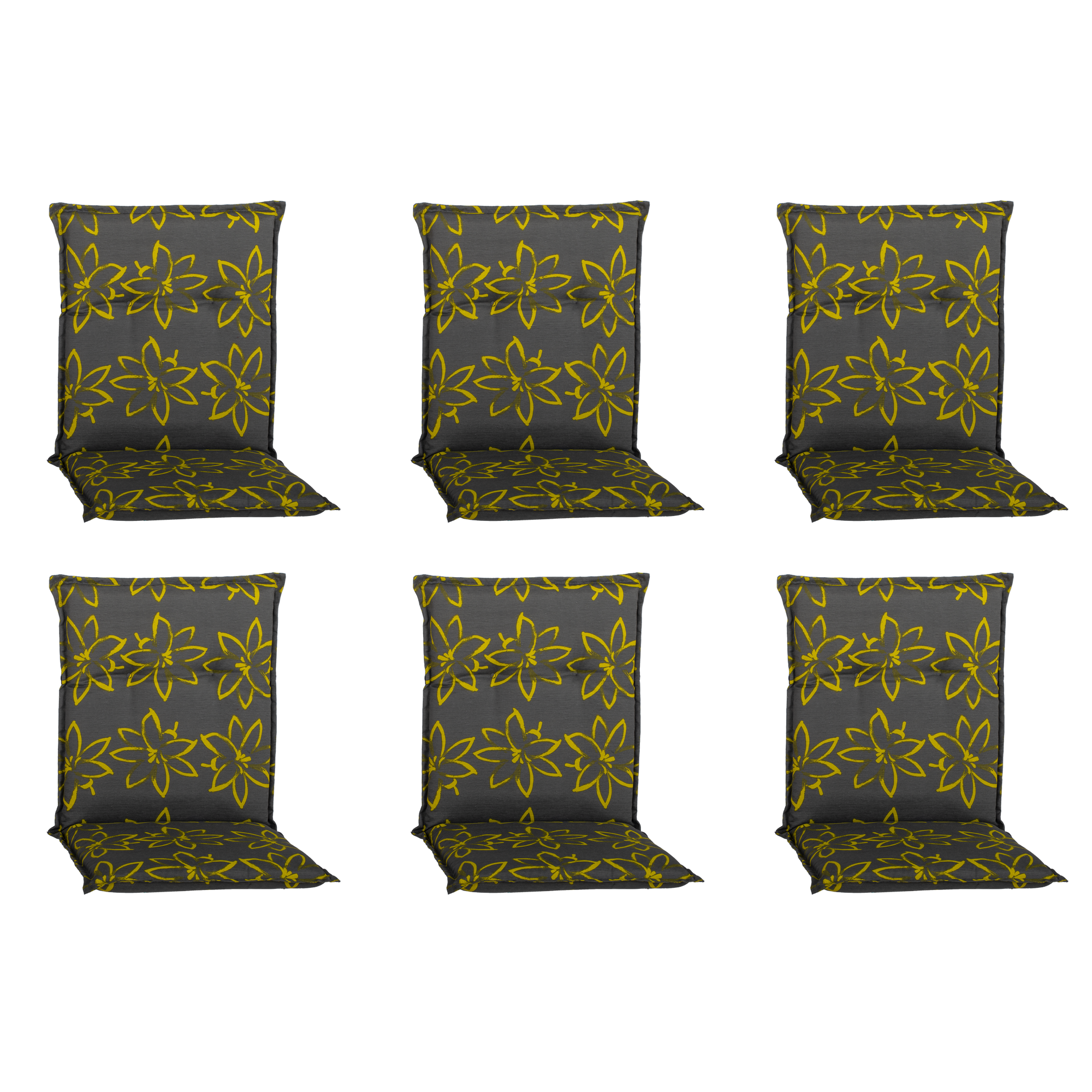 Niedriglehner-Auflagen-Set 'Barcelona' gelbgrün/grau 50 x 101 x 6 cm 6 Stück