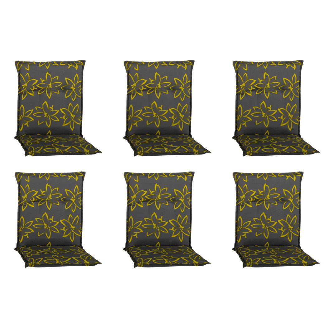Niedriglehner-Auflagenset 'Bonn' gelbgrün/grau 50 x 101 x 6 cm 6 Stück