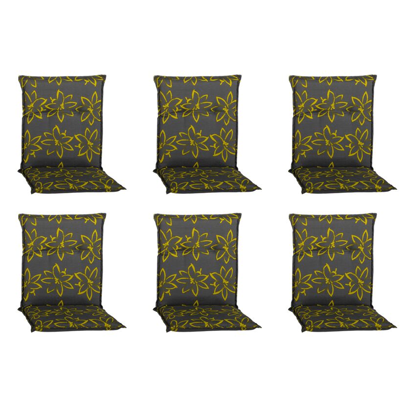 Niedriglehner-Auflagenset 'Bonn' gelbgrün/grau 50 x 101 x 6 cm 6 Stück