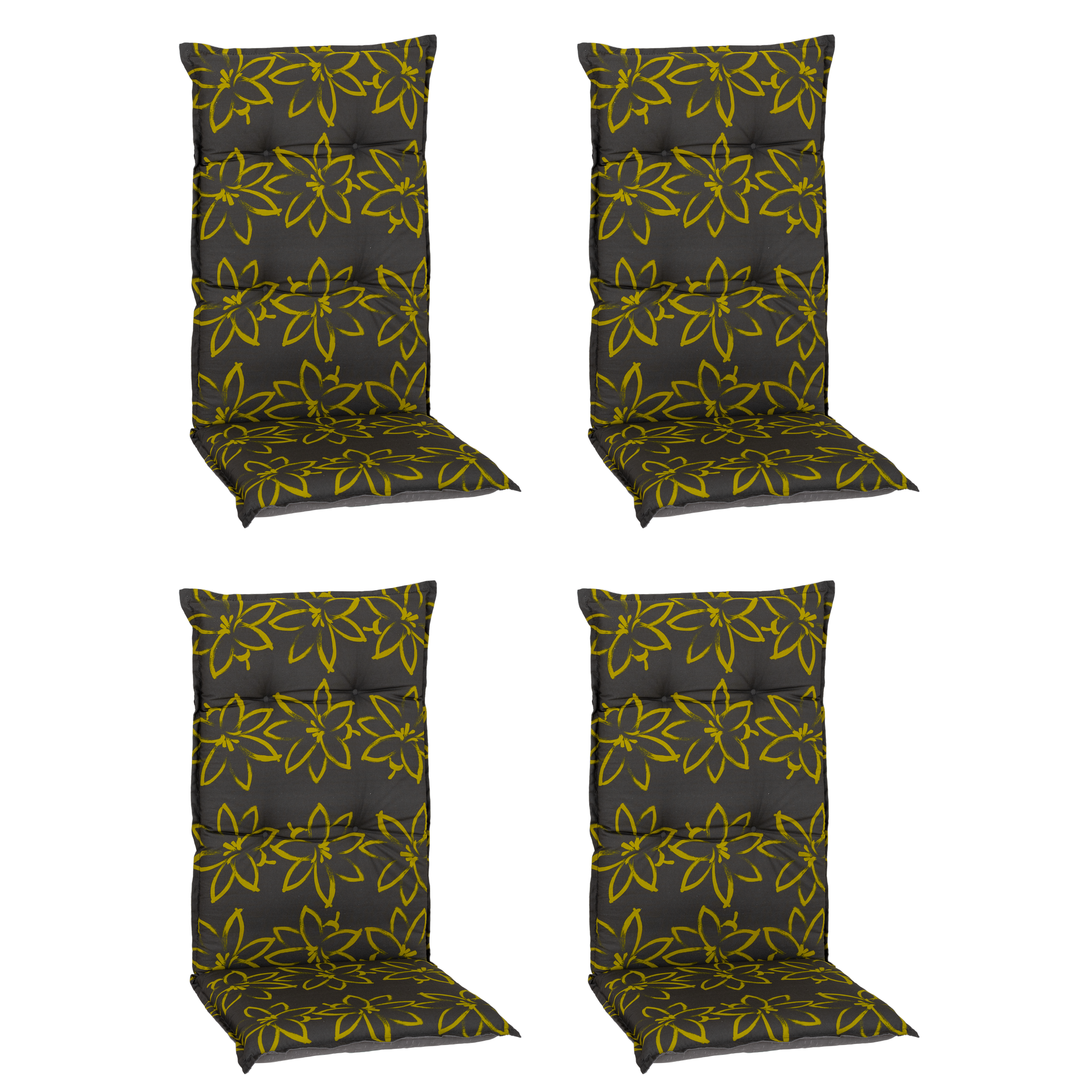 Hochlehner-Auflagen-Set 'Barcelona' gelbgrün/grau 50 x 118 x 6 cm 4 Stück