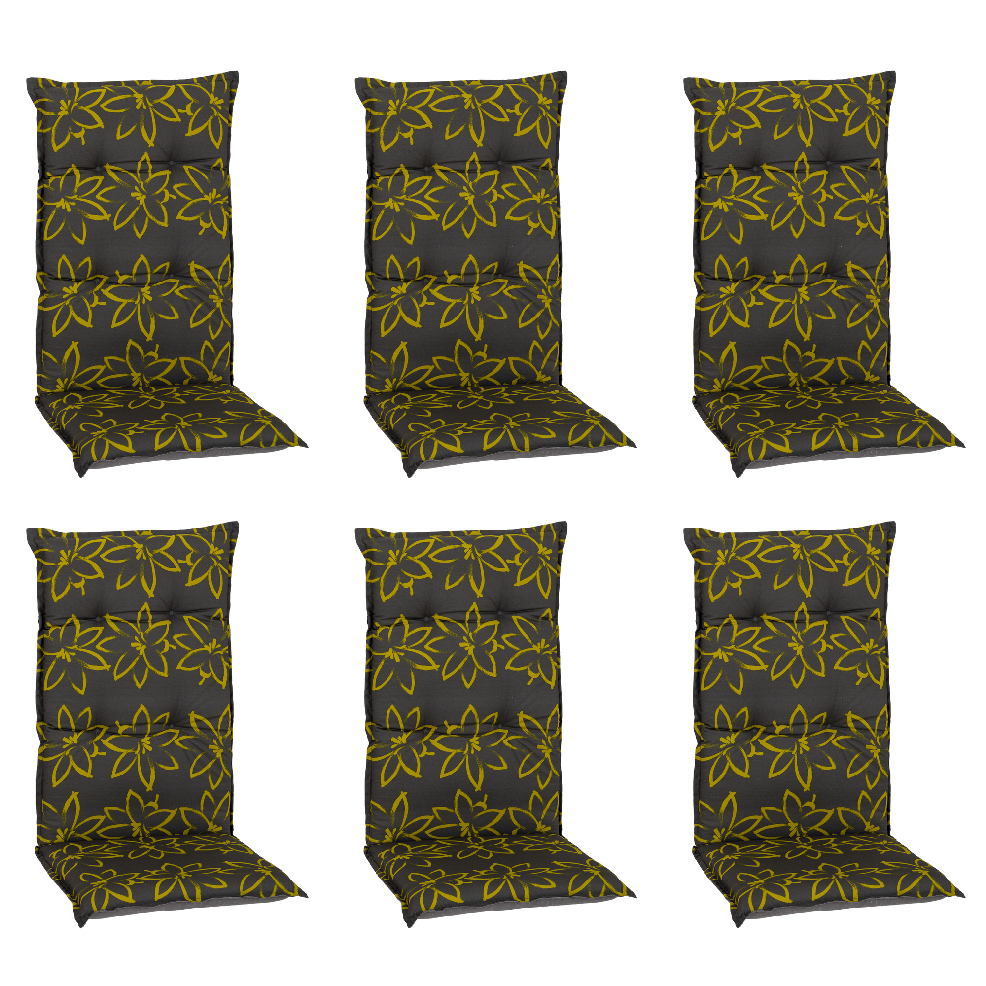 Hochlehner-Auflagen-Set 'Barcelona' gelbgrün/grau 50 x 118 x 6 cm 6 Stück