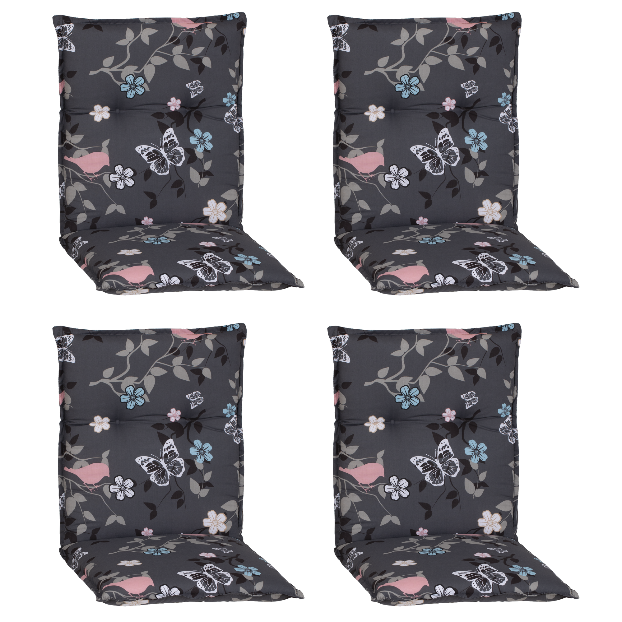 Niedriglehner-Auflagen-Set 'Barcelona' grau/blau/pink 50 x 101 x 6 cm 4 Stück