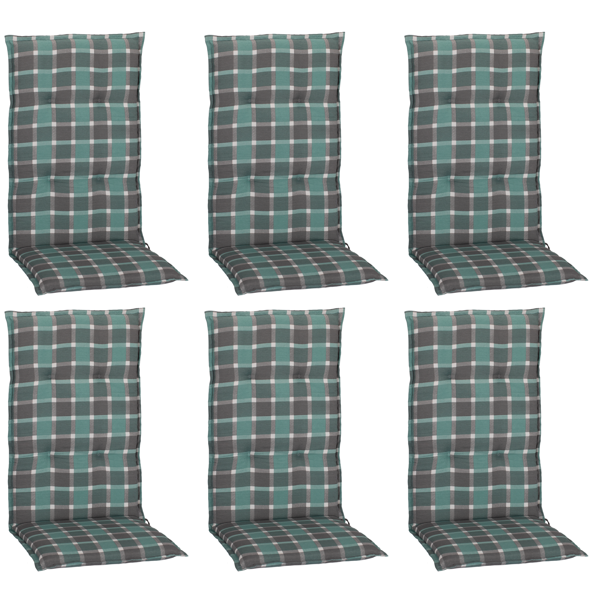 Hochlehner-Auflagen-Set 'Barcelona' türkis/grau 50 x 118 x 6 cm 6 Stück