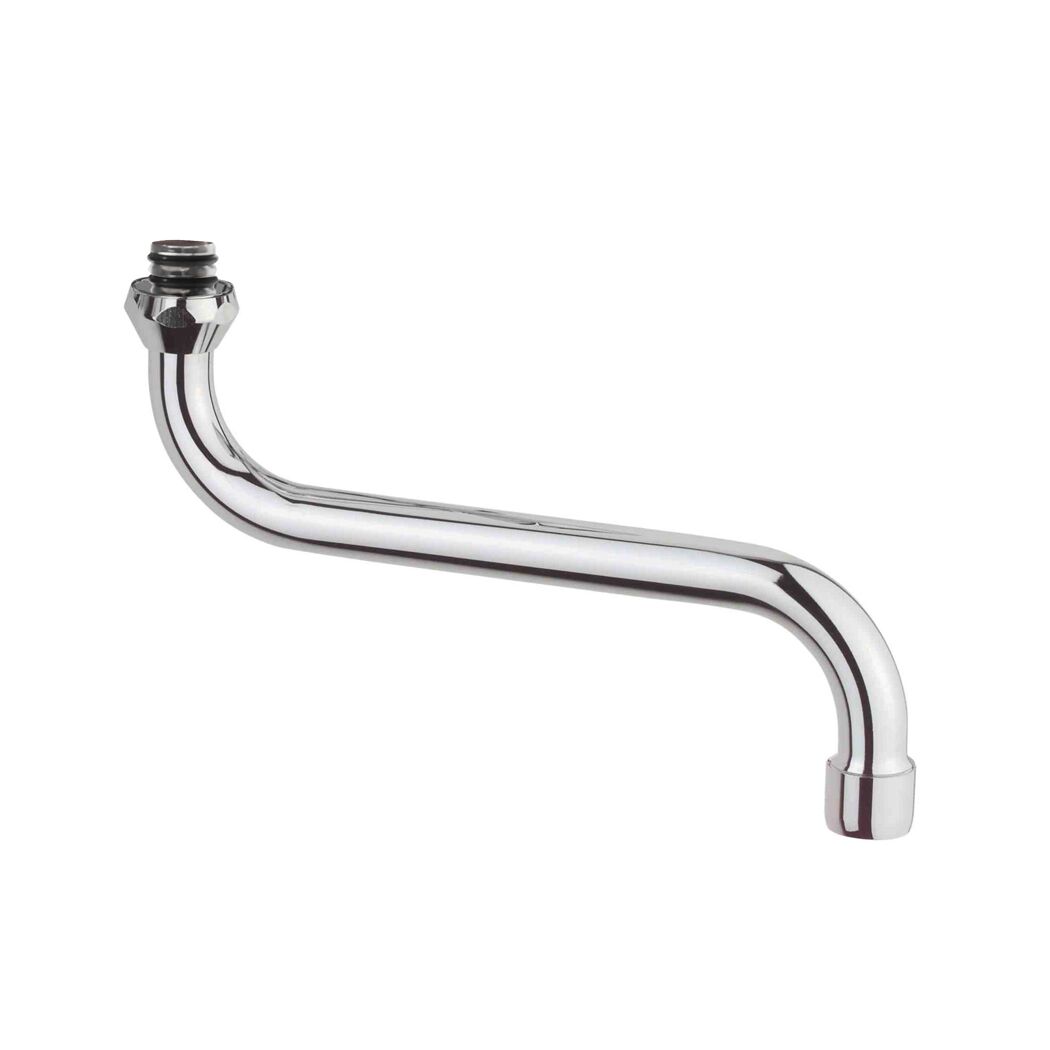 S-Rohrauslauf verchromt 3/4" x 250 mm, mit Mischdüse und O-Ring