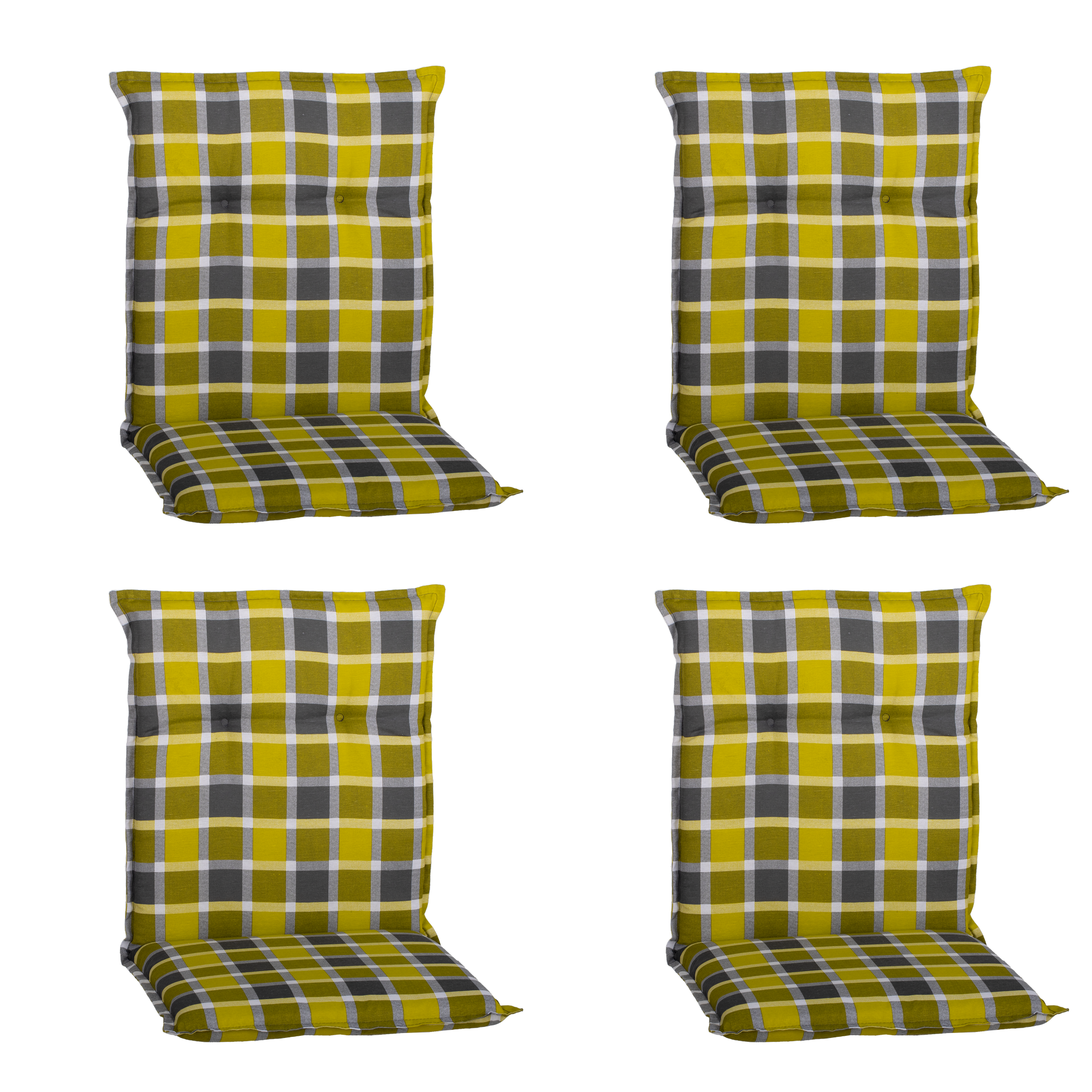 Niedriglehner-Auflagen-Set 'Barcelona' gelbgrün/grau 50 x 101 x 6 cm 4 Stück