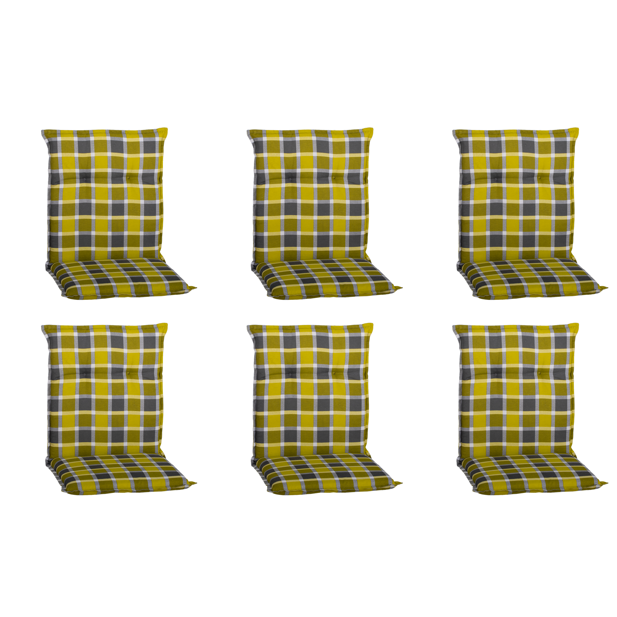 Niedriglehner-Auflagen-Set 'Barcelona' gelbgrün/grau 50 x 101 x 6 cm 6 Stück