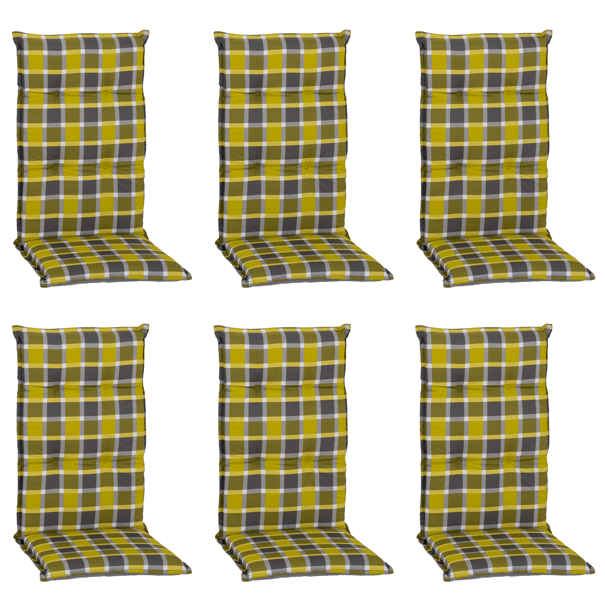 Hochlehner-Auflagen-Set 'Barcelona' gelbgrün/grau 50 x 118 x 6 cm 6 Stück