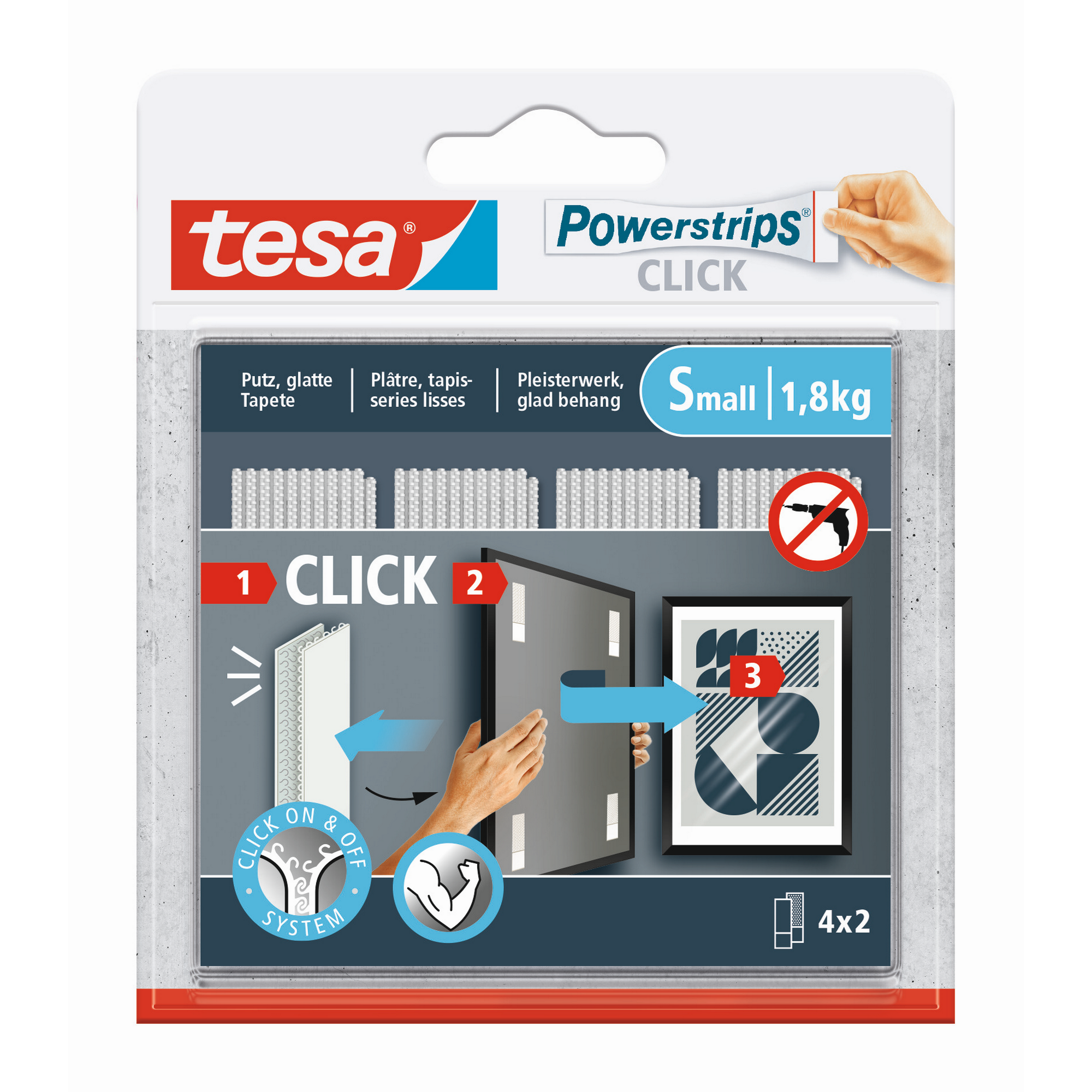 Powerstrips Click Klett-Klebepads small 4 x 2 Stück