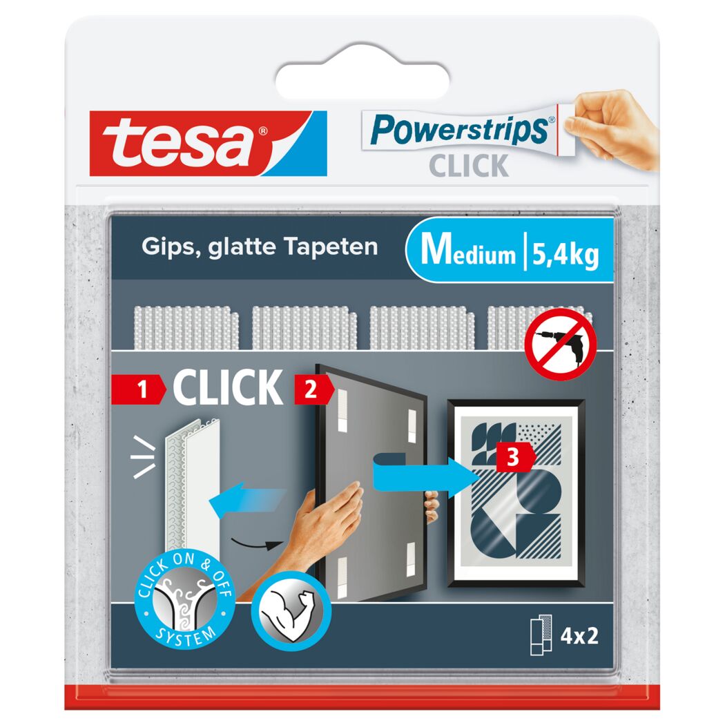 Powerstrips Click Klett-Klebepads medium 4 x 2 Stück