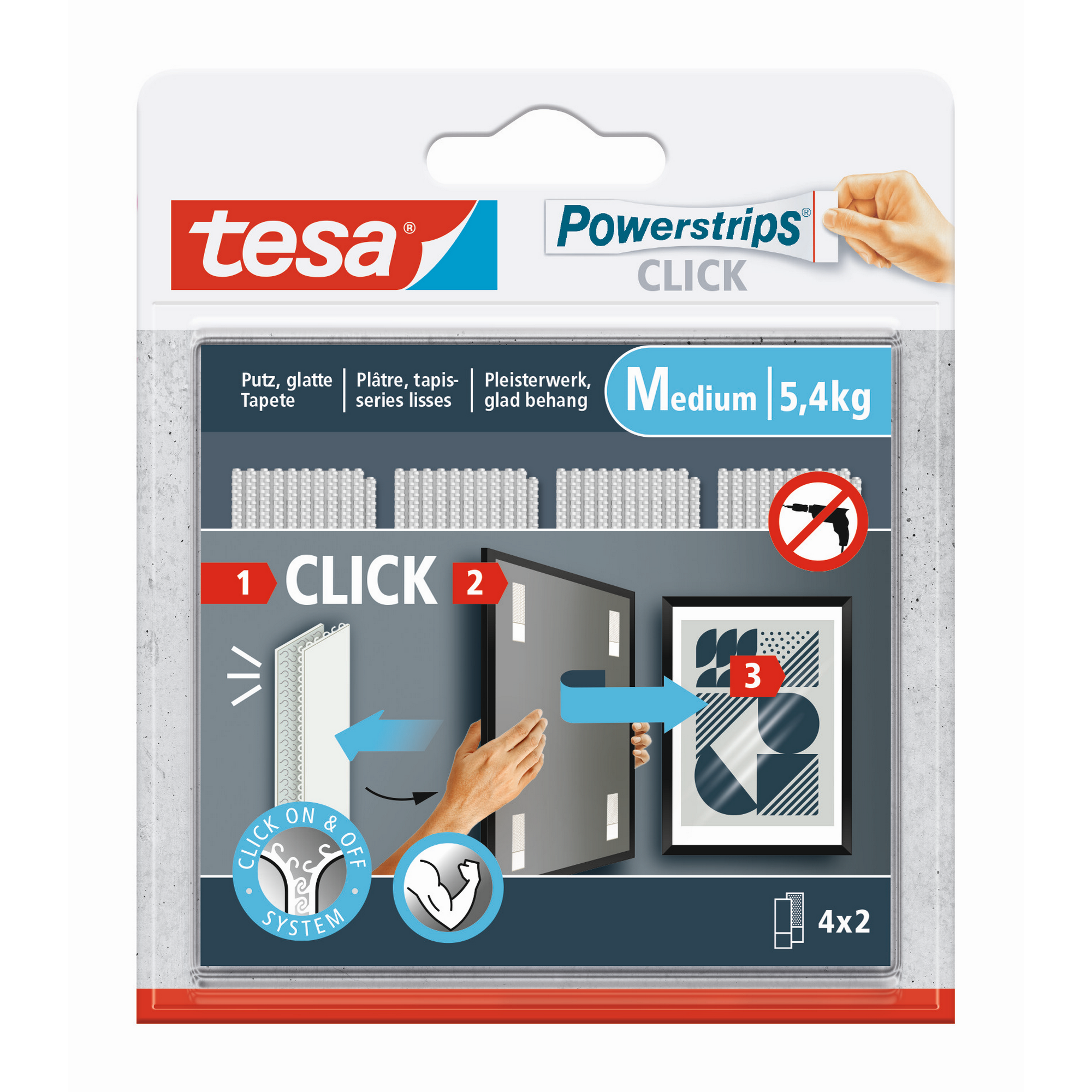 Powerstrips Click Klett-Klebepads medium 4 x 2 Stück