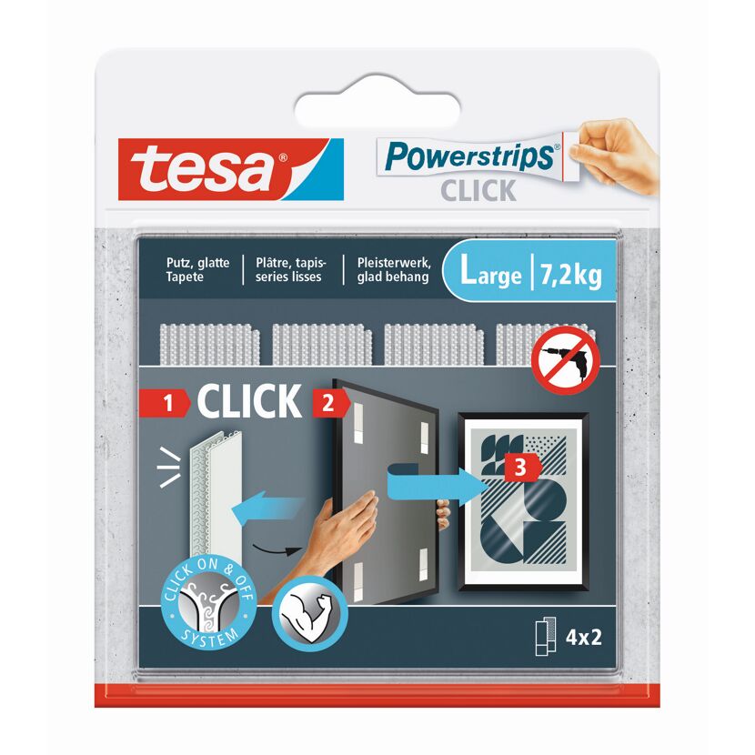 Powerstrips Click Klett-Klebepads large 4 x 2 Stück