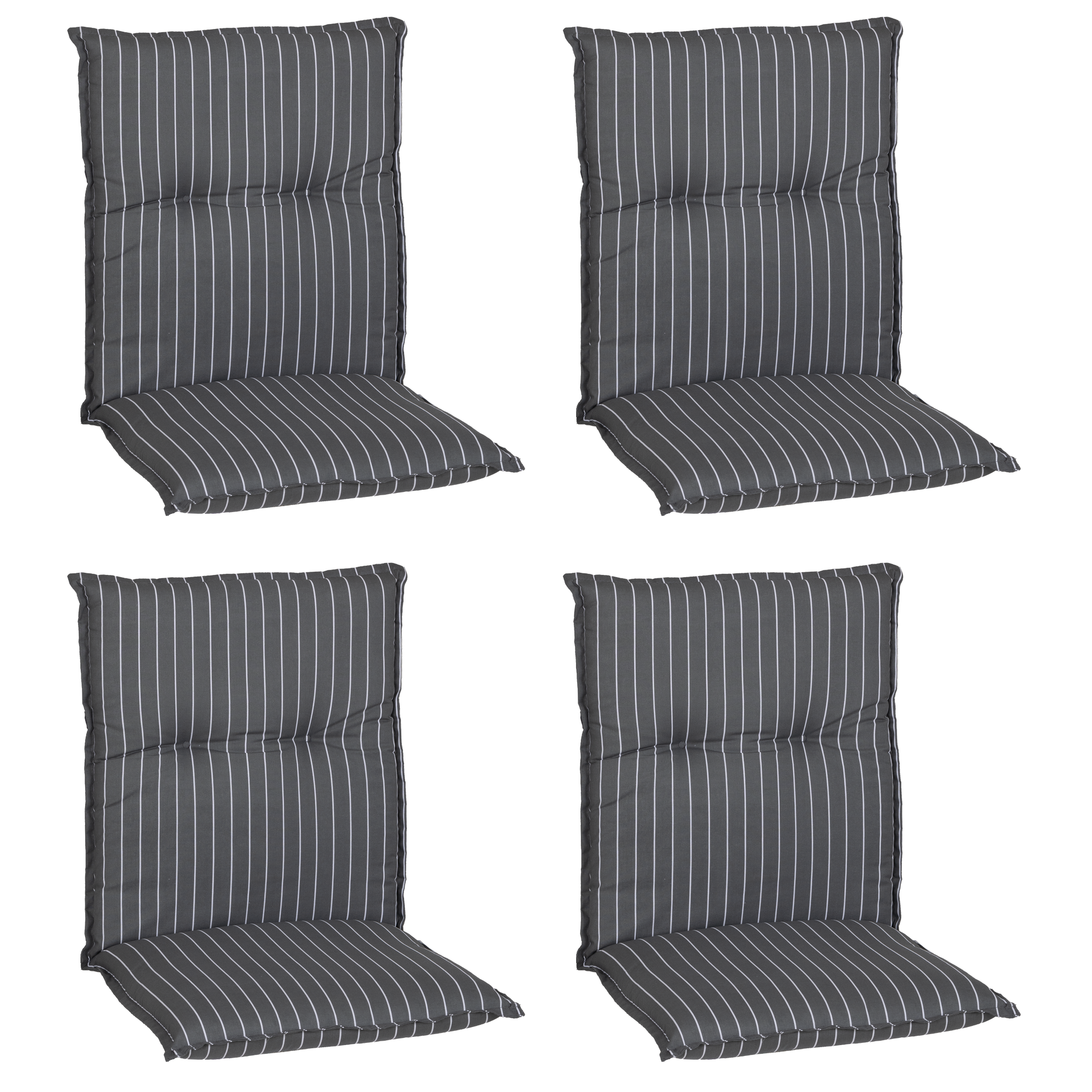 Niedriglehner-Auflagen-Set 'Barcelona' grau/weiß 50 x 101 x 6 cm 4 Stück
