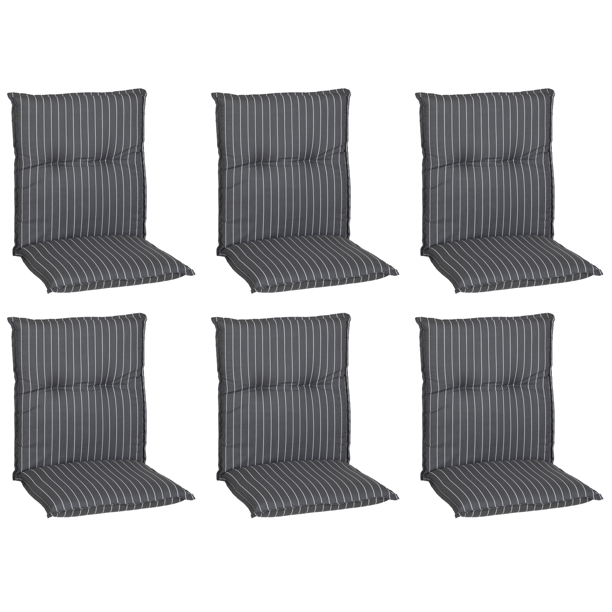 Niedriglehner-Auflagen-Set 'Barcelona' grau/weiß 50 x 101 x 6 cm 6 Stück