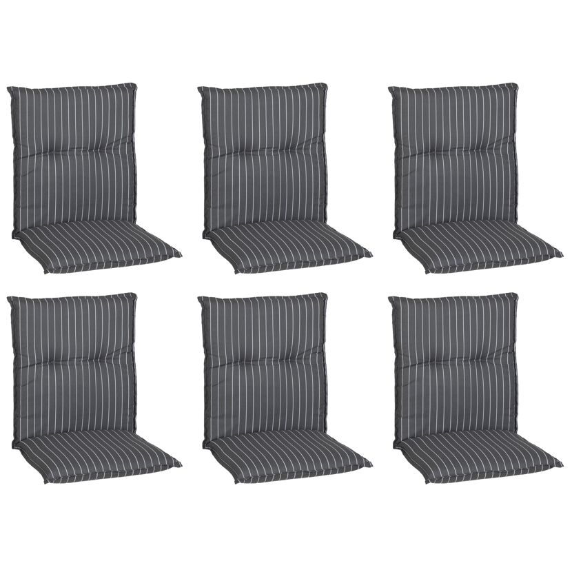 Niedriglehner-Auflagenset 'Belm' grau/weiß 50 x 101 x 6 cm 6 Stück