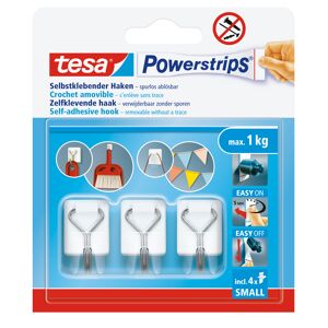 Selbstklebende Haken 'Powerstrips' weiß mit abnehmbaren Drahthaken 1 kg 3 Stück