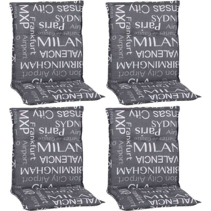 Niedriglehner-Auflagenset 'Bellona' grau 50 x 101 x 6 cm 4 Stück