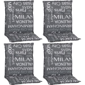 Niedriglehner-Auflagen-Set 'Barcelona' grau 50 x 101 x 6 cm 4 Stück