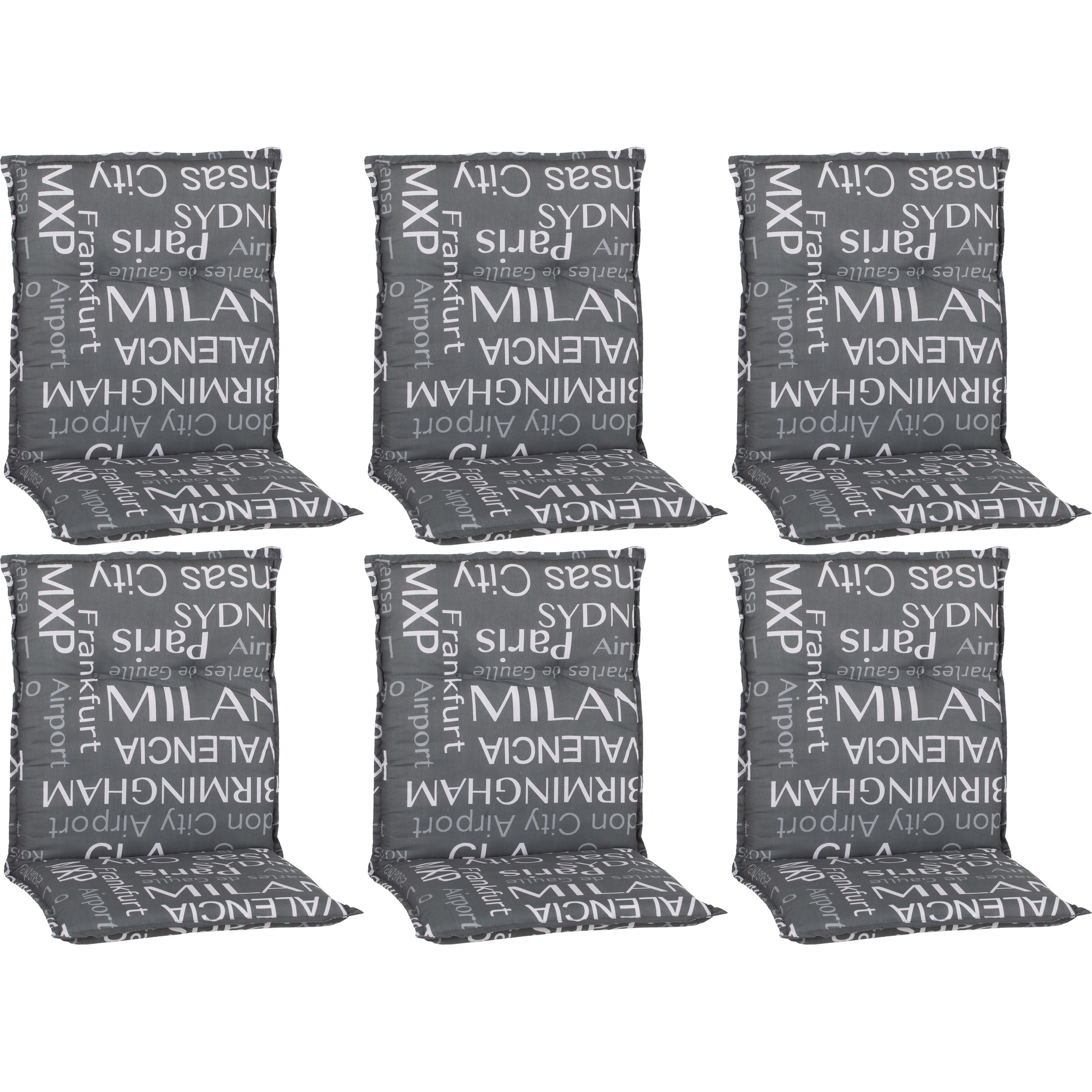 Niedriglehner-Auflagen-Set 'Barcelona' grau 50 x 101 x 6 cm 6 Stück
