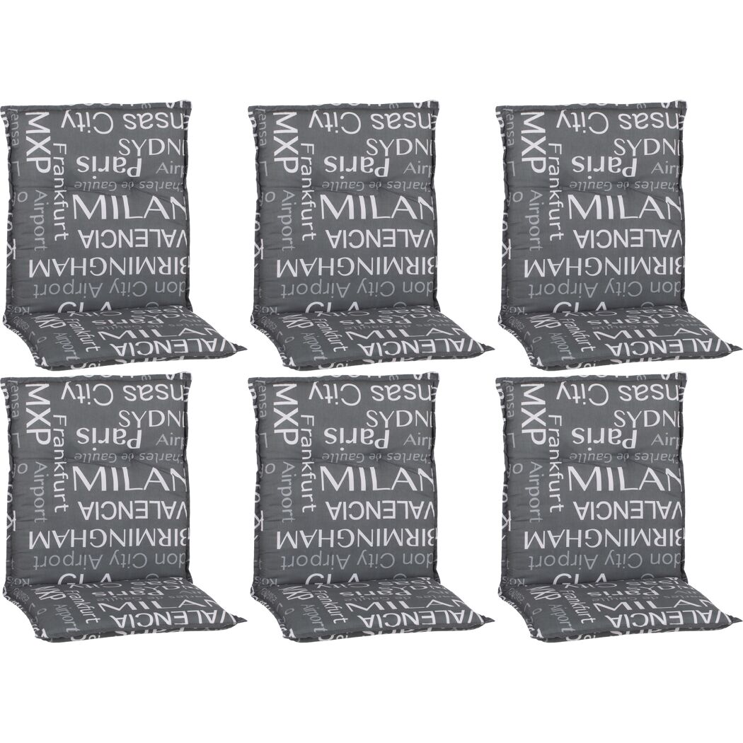 Niedriglehner-Auflagenset 'Bellona' grau 50 x 101 x 6 cm 6 Stück