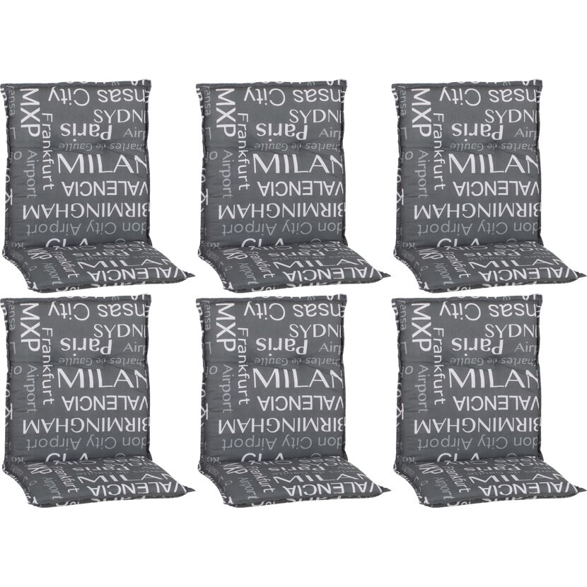 Niedriglehner-Auflagenset 'Bellona' grau 50 x 101 x 6 cm 6 Stück