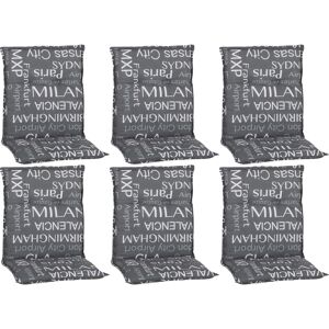 Niedriglehner-Auflagen-Set 'Barcelona' grau 50 x 101 x 6 cm 6 Stück