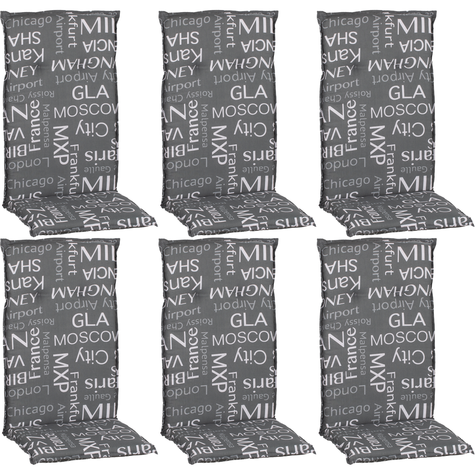 Hochlehner-Auflagen-Set 'Barcelona' grau 50 x 118 x 6 cm 6 Stück