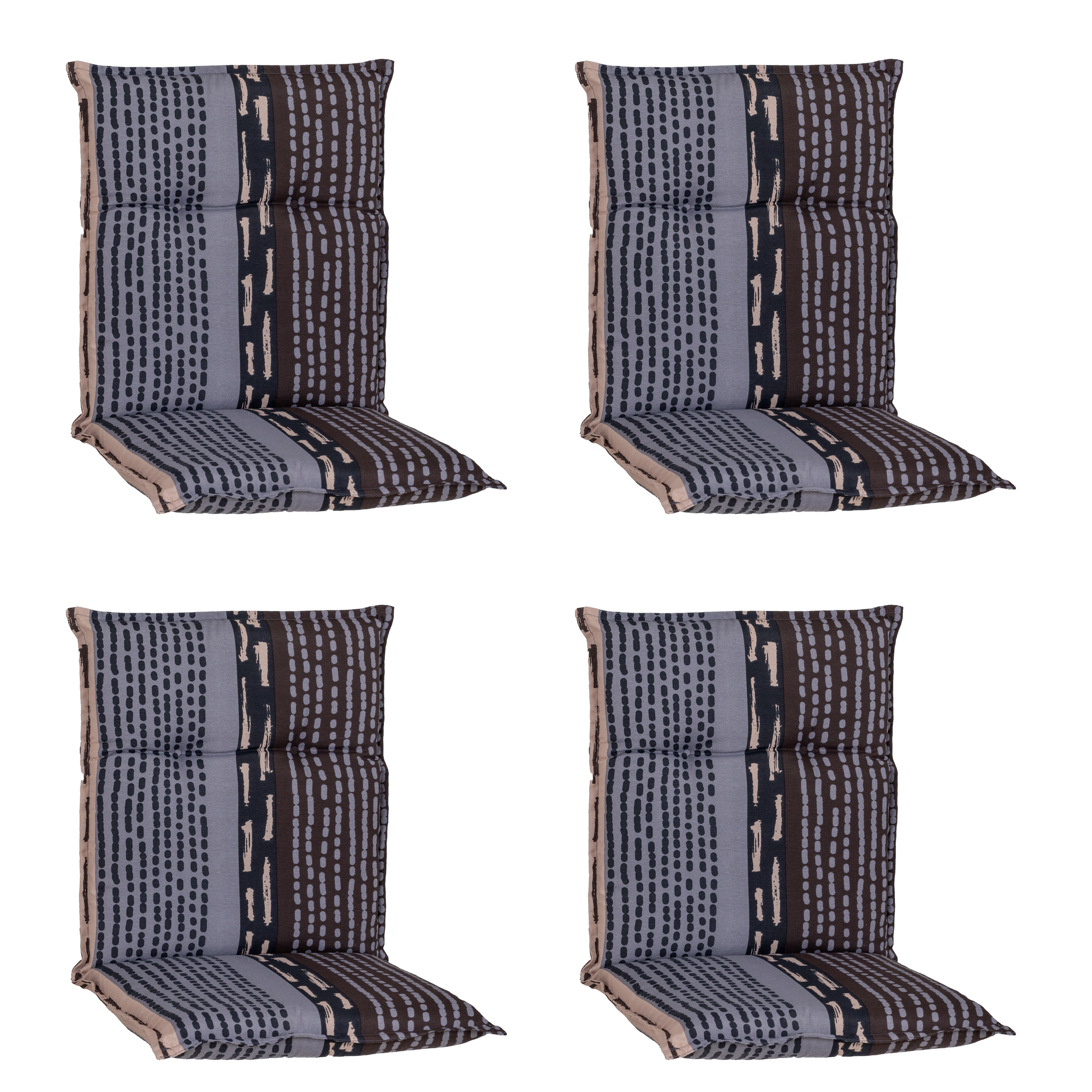 Niedriglehner-Auflagen-Set 'Barcelona' grau/braun 50 x 101 x 6 cm 4 Stück