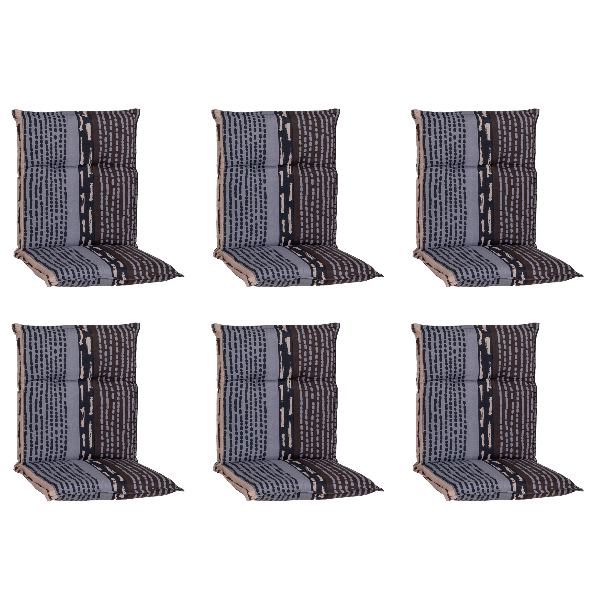Niedriglehner-Auflagen-Set 'Barcelona' grau/braun 50 x 101 x 6 cm 6 Stück