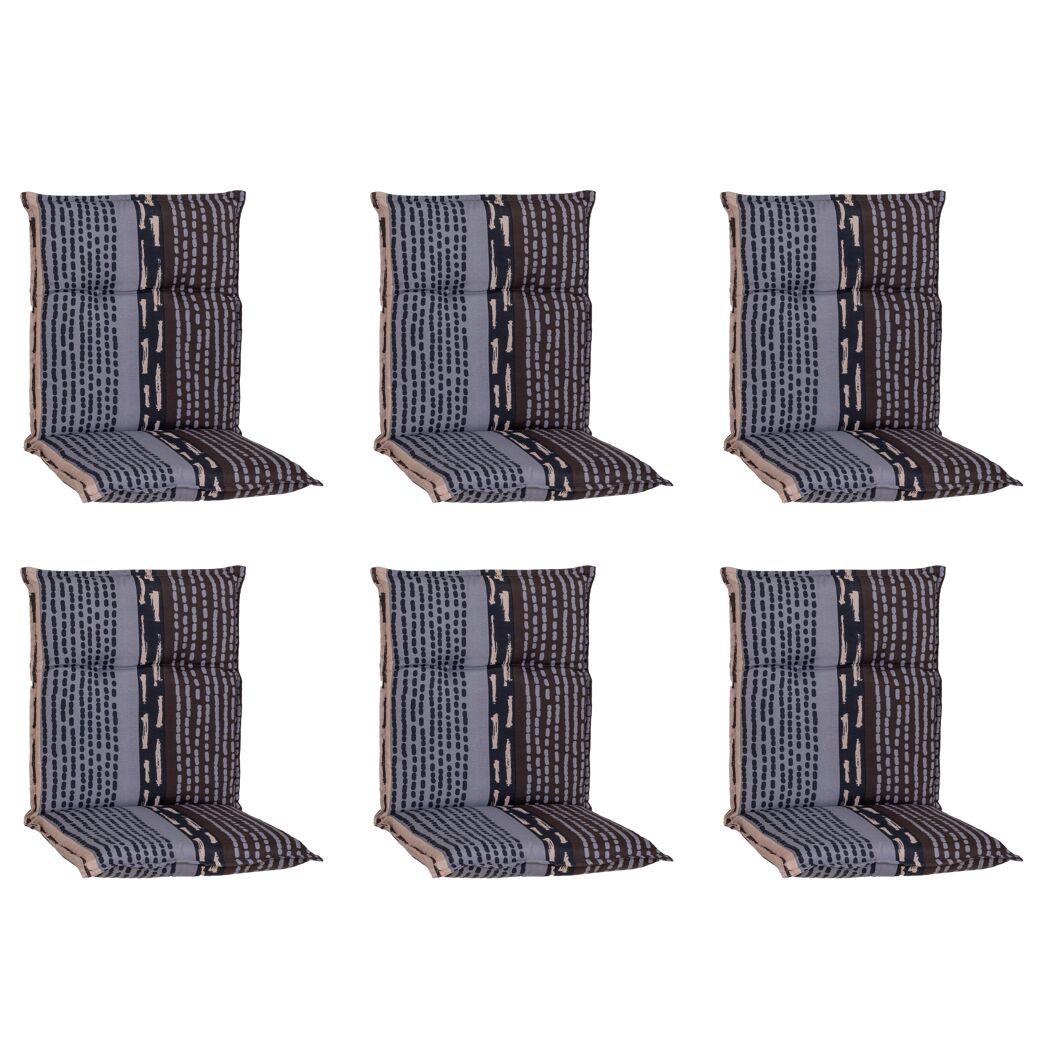 Niedriglehner-Auflagenset 'Bangui' grau/braun 50 x 101 x 6 cm 6 Stück