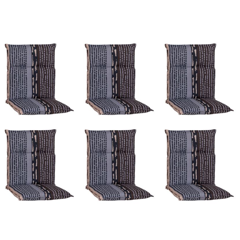 Niedriglehner-Auflagenset 'Bangui' grau/braun 50 x 101 x 6 cm 6 Stück