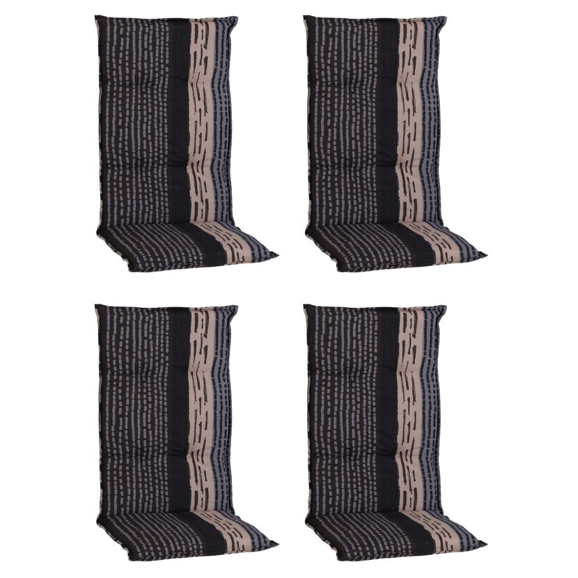 Hochlehner-Auflagenset 'Bangui' grau/braun 50 x 118 x 6 cm 4 Stück