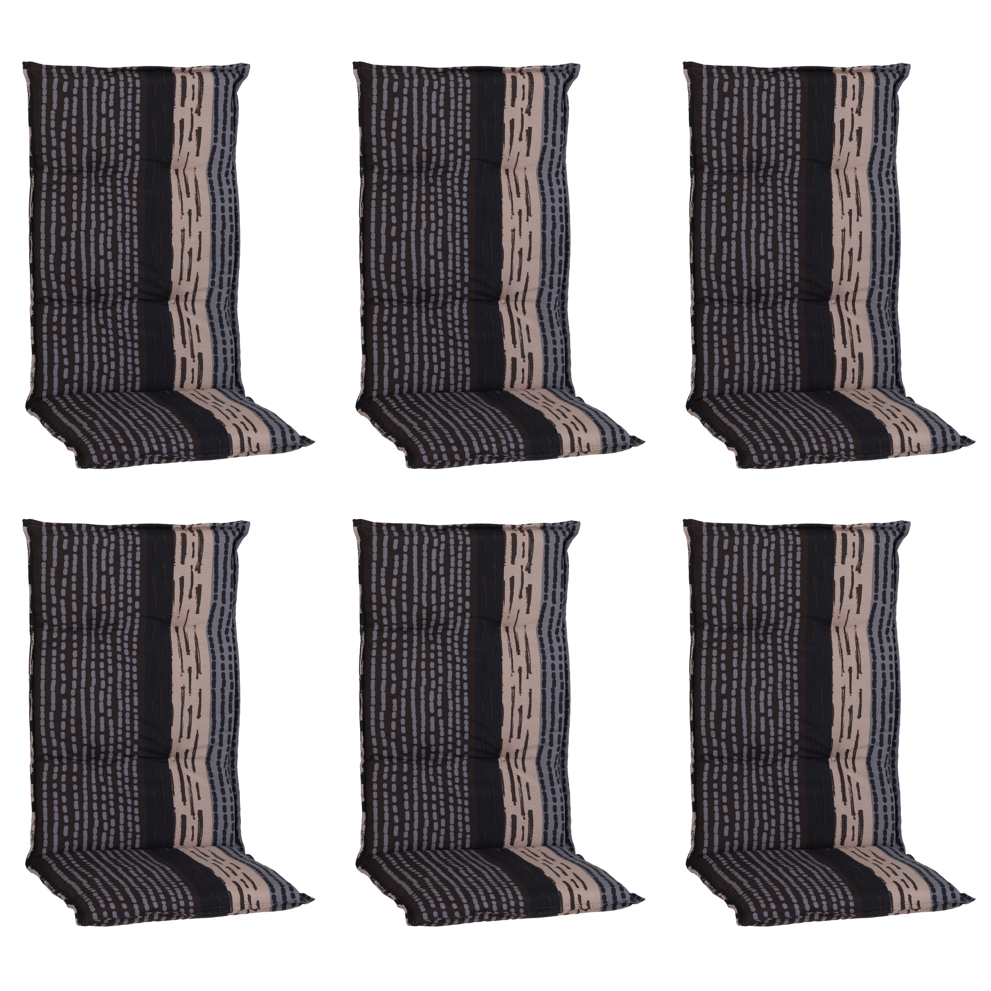 Hochlehner-Auflagen-Set 'Barcelona' grau/braun 50 x 118 x 6 cm 6 Stück