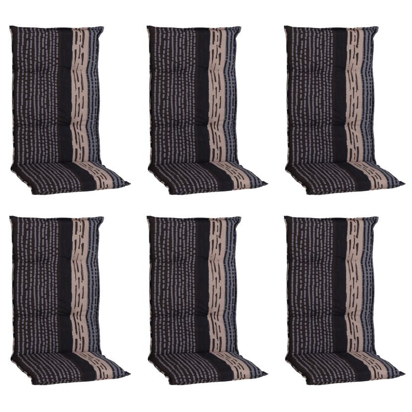 Hochlehner-Auflagenset 'Bangui' grau/braun 50 x 118 x 6 cm 6 Stück