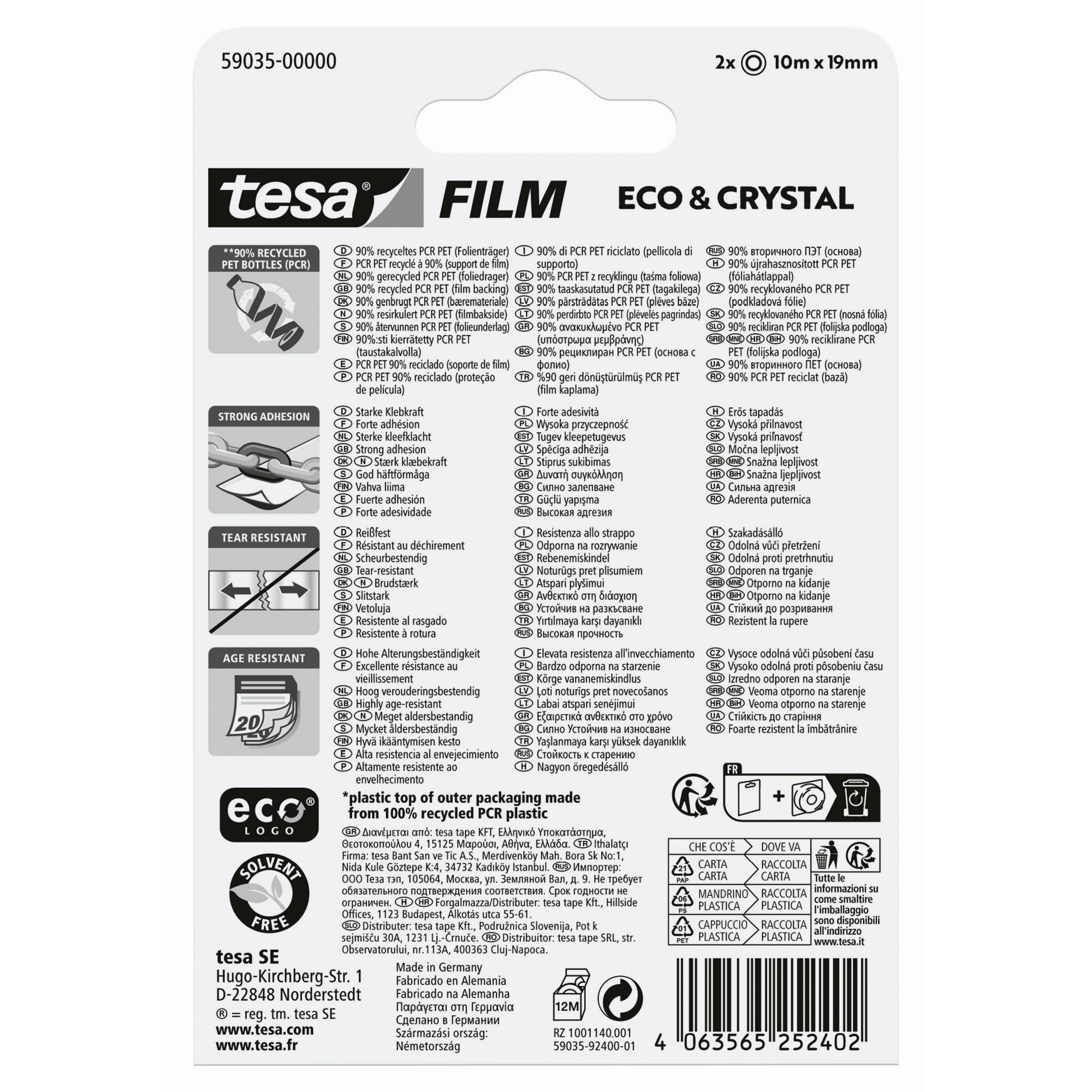 Tesafilm 'Eco & Crystal' transparent 2 x 10 m x 1,9 cm