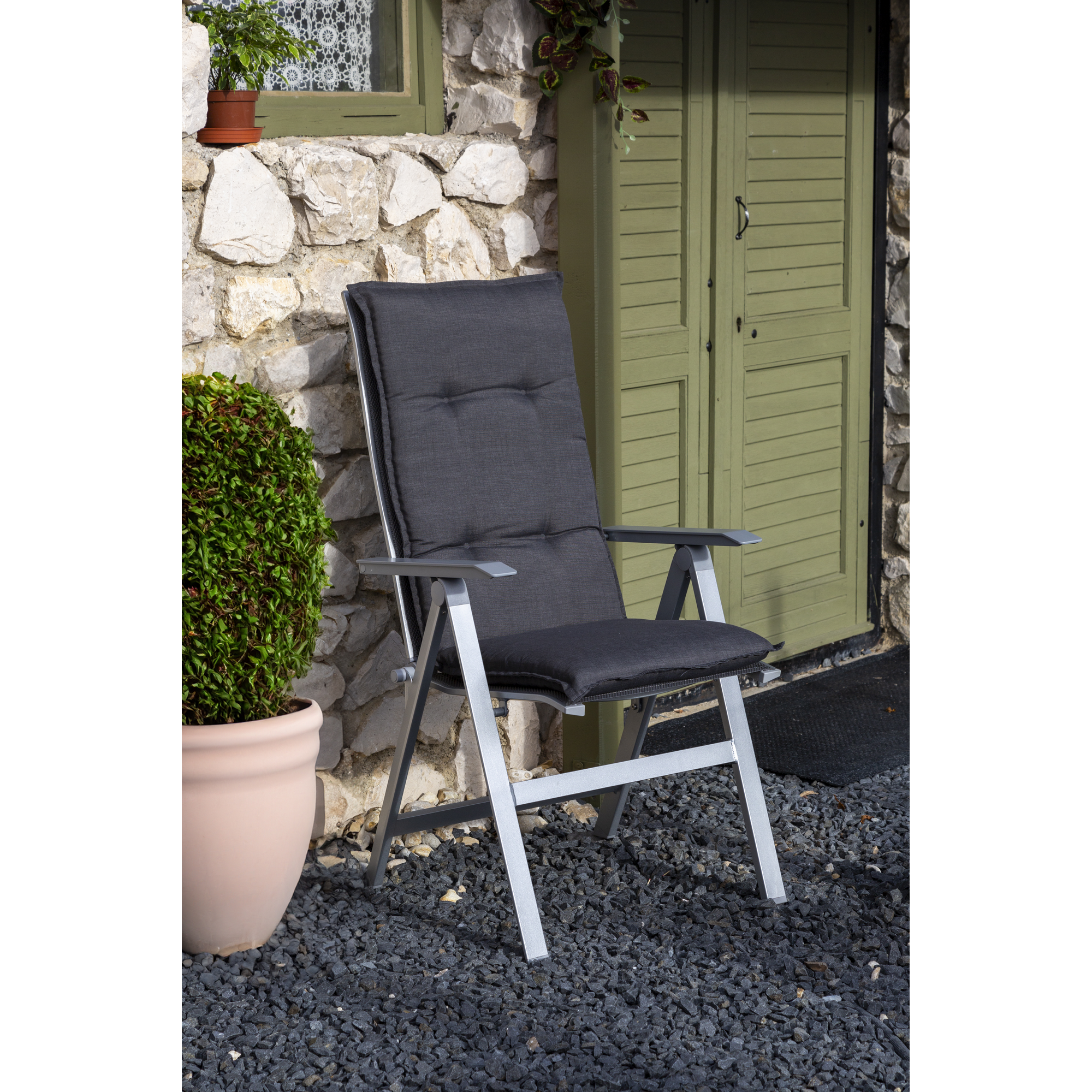 Hochlehner-Auflagenset 'Barcelona' anthrazit 50 x 118 x 6 cm 4 Stück