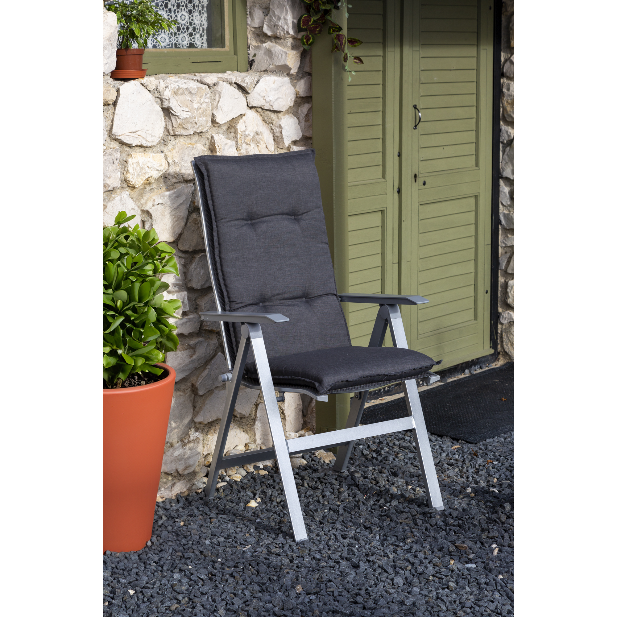 Hochlehner-Auflagenset 'Barcelona' anthrazit 50 x 118 x 6 cm 4 Stück