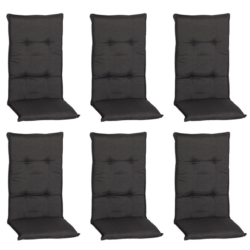 Hochlehner-Auflagenset 'Belsh' anthrazit 50 x 118 x 6 cm 6 Stück
