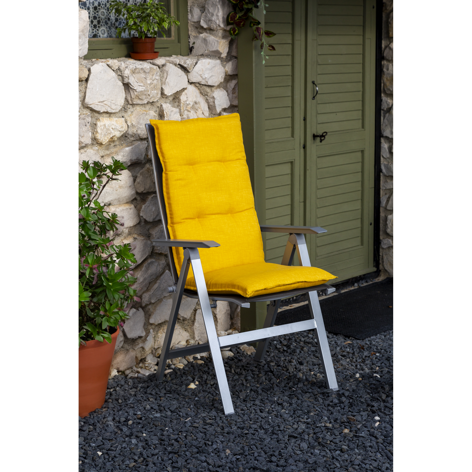 Hochlehner-Auflagen-Set 'Barcelona' gelb 50 x 118 x 6 cm 4 Stück