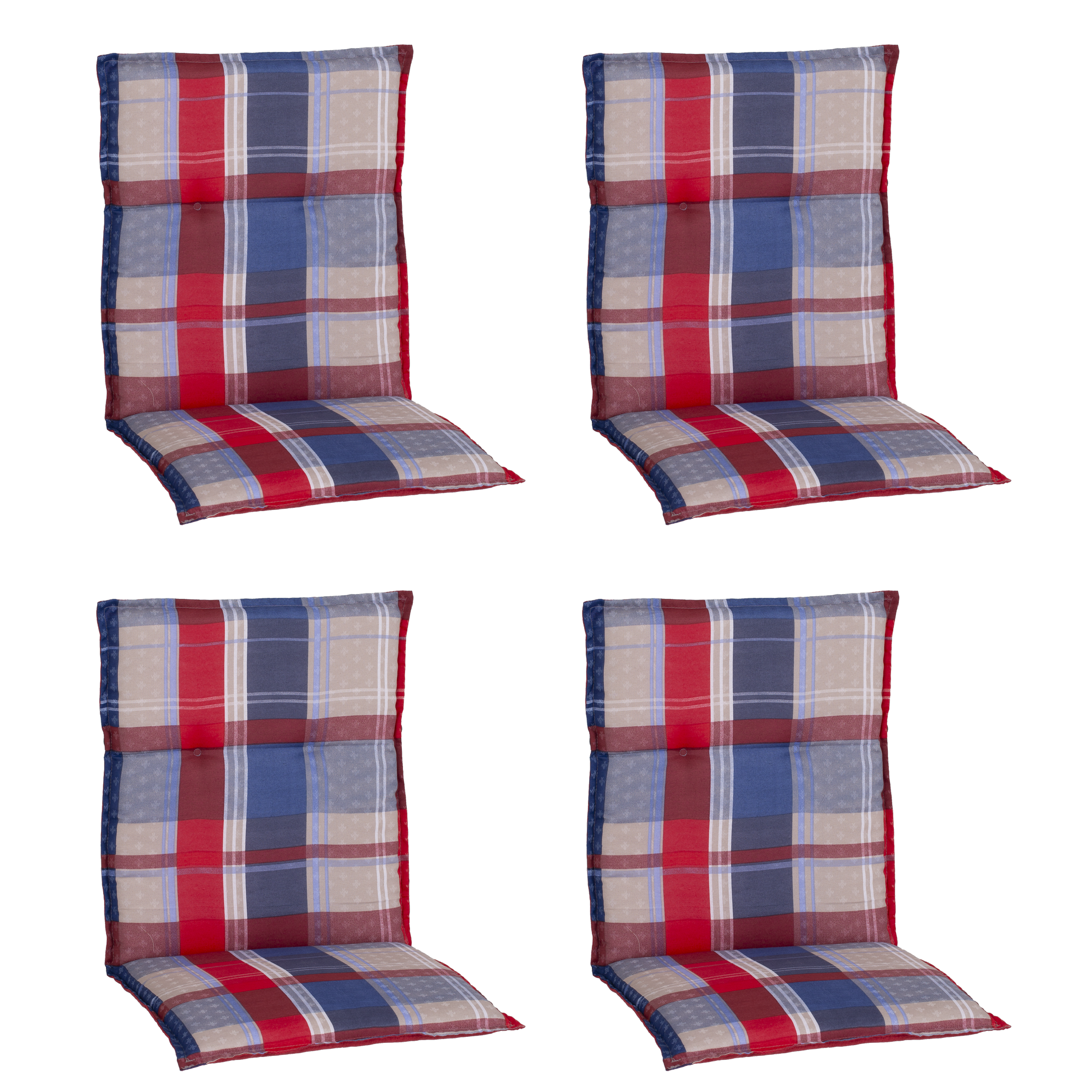Niedriglehner-Auflagen-Set 'Genf' rot/blau 48 x 100 x 5 cm 4 Stück