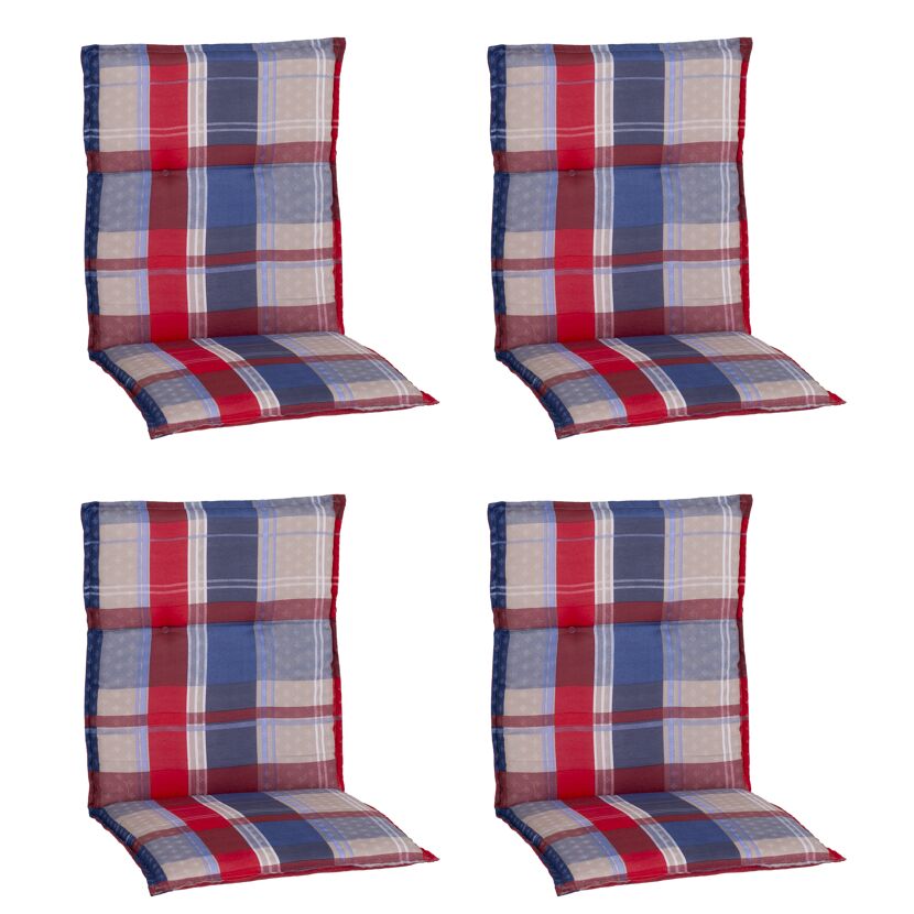 Niedriglehner-Auflagenset 'Gold Coast' rot/blau 48 x 100 x 5 cm 4 Stück