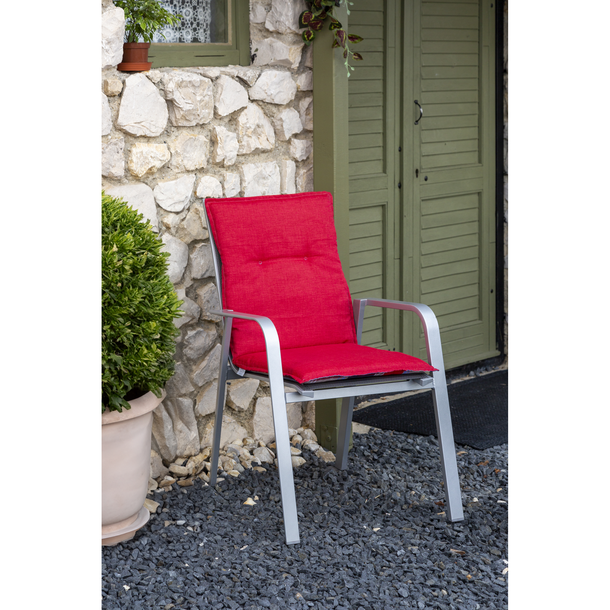 Niedriglehner-Auflagen-Set 'Genf' rot/blau 48 x 100 x 5 cm 6 Stück