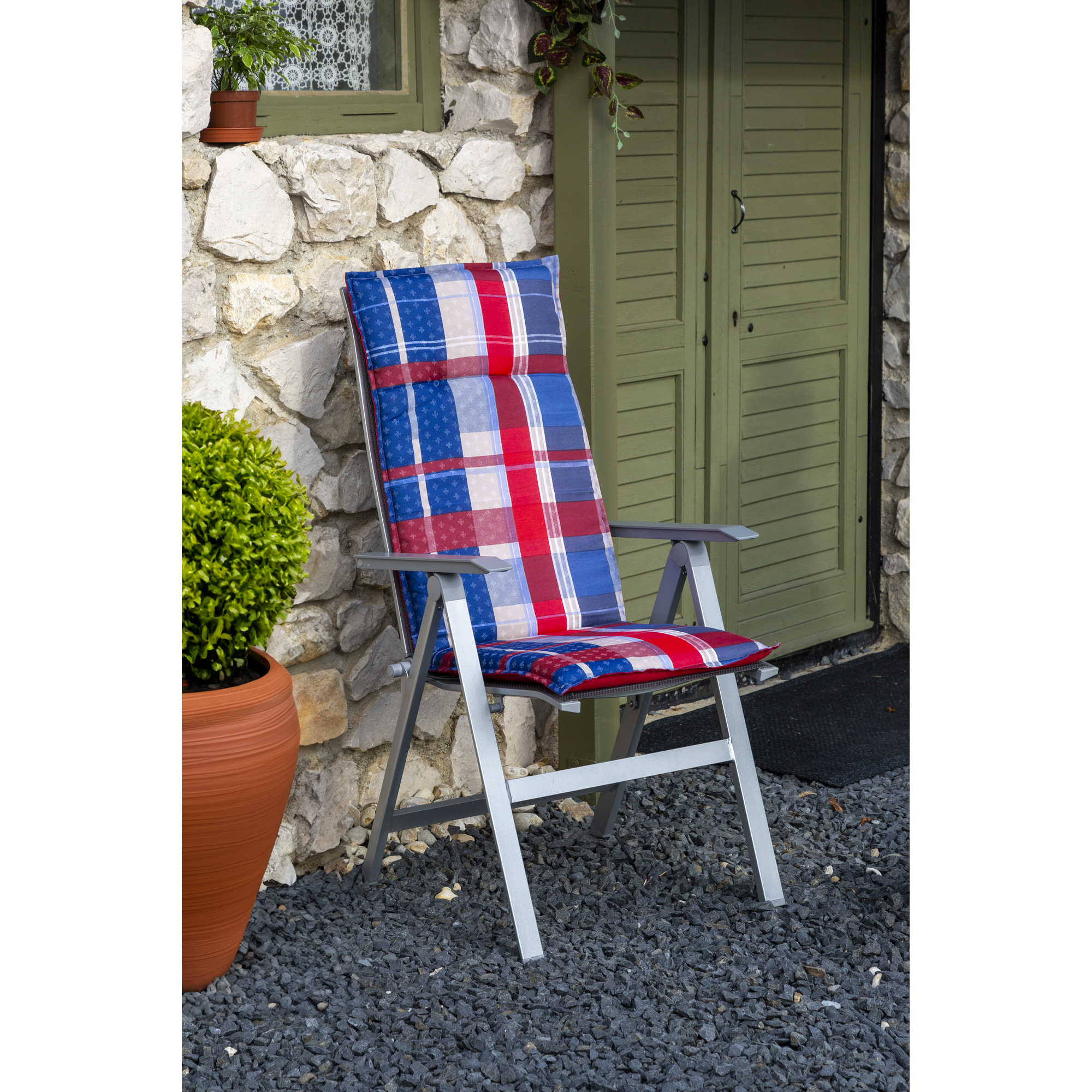 Hochlehner-Auflagen-Set 'Genf' rot/blau 48 x 120 x 5 cm 4 Stück