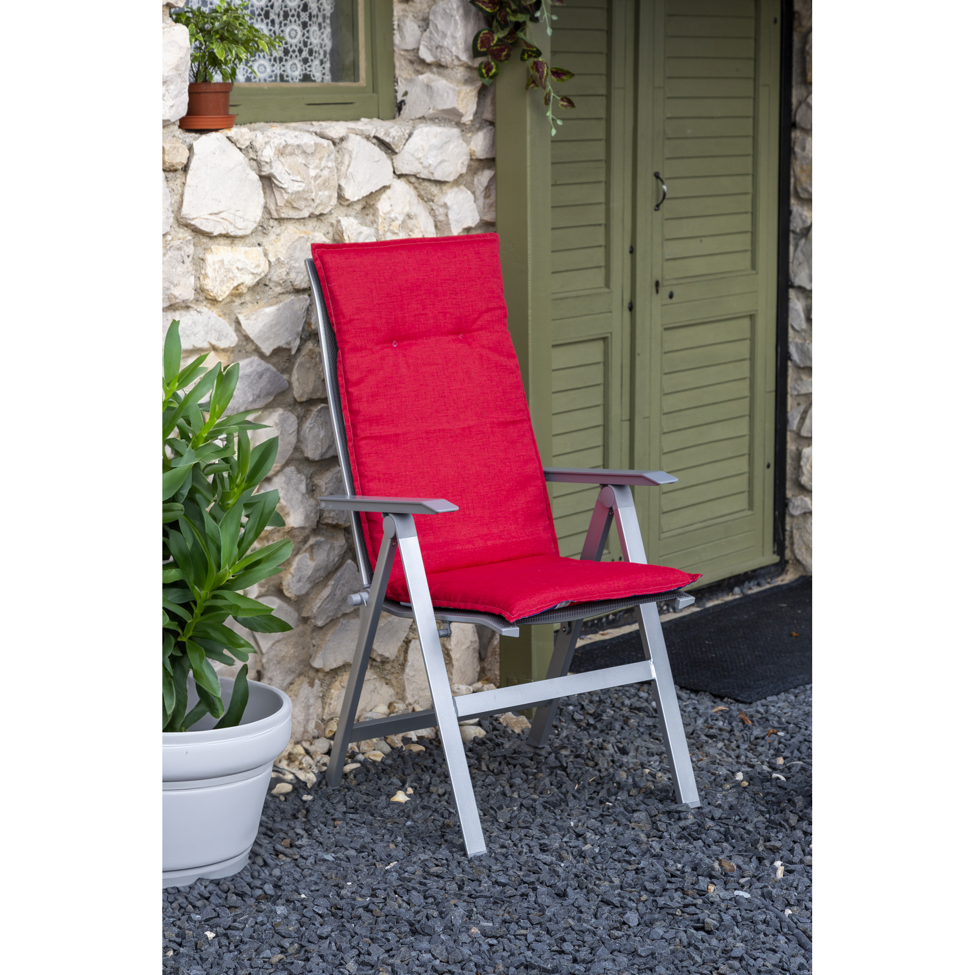 Hochlehner-Auflagen-Set 'Genf' rot/blau 48 x 120 x 5 cm 4 Stück