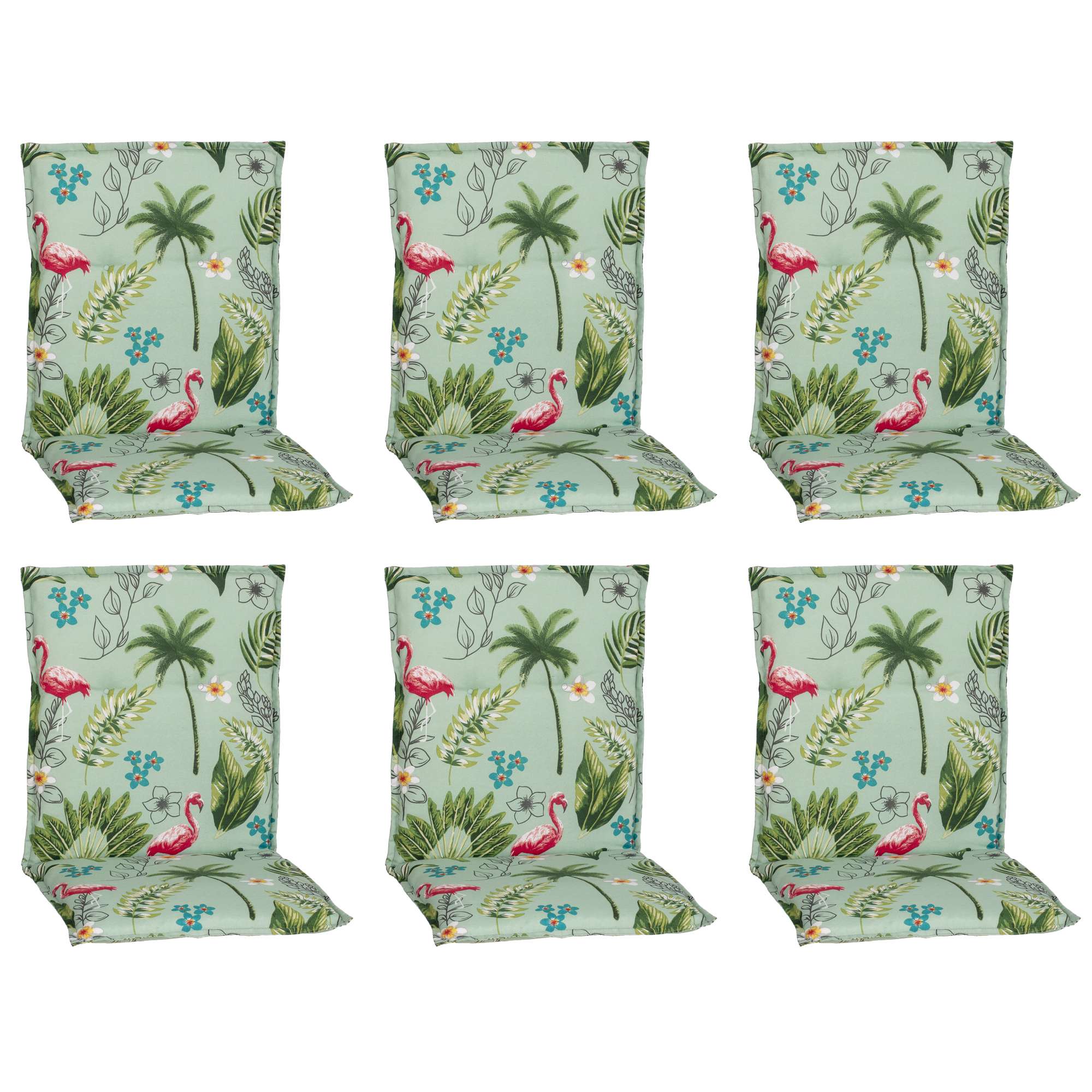 Niedriglehner-Auflagen-Set 'Genf' grün/pink 48 x 100 x 5 cm 6 Stück
