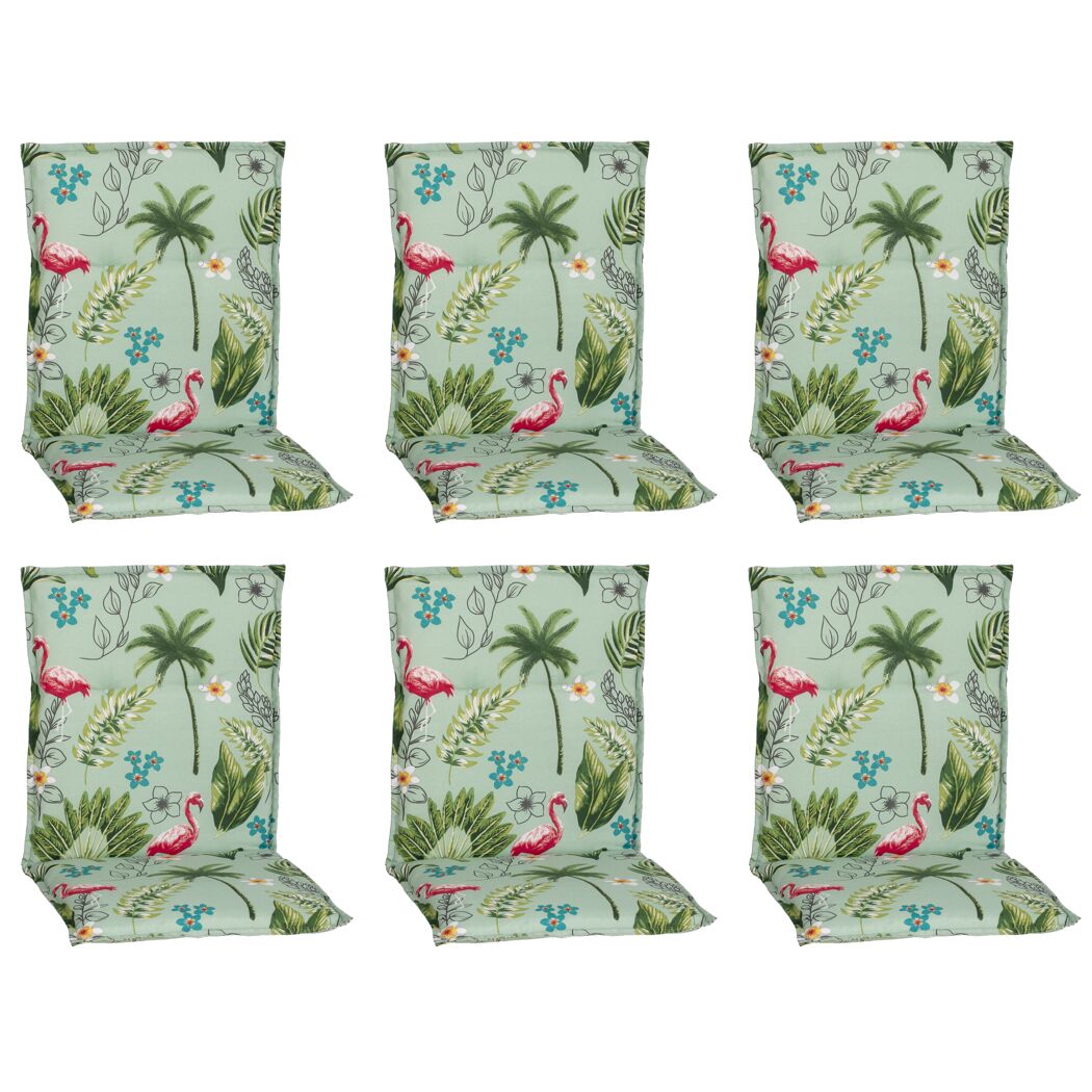 Niedriglehner-Auflagenset 'Genua' grün/pink 48 x 100 x 5 cm 6 Stück