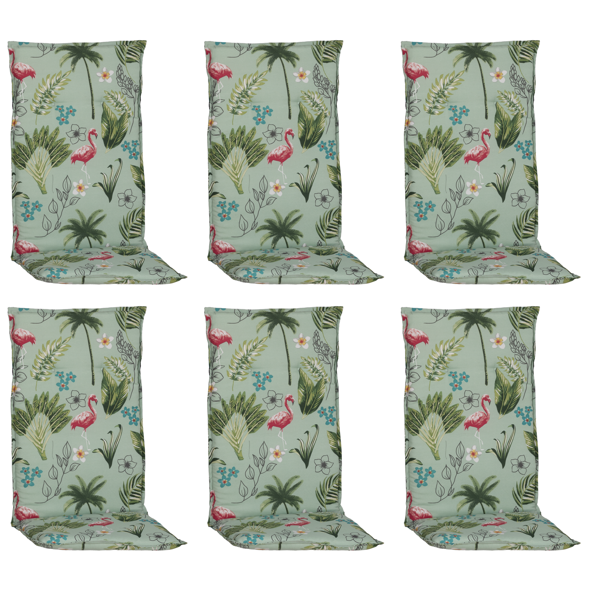 Hochlehner-Auflagen-Set 'Genf' grün/pink 48 x 120 x 5 cm 6 Stück