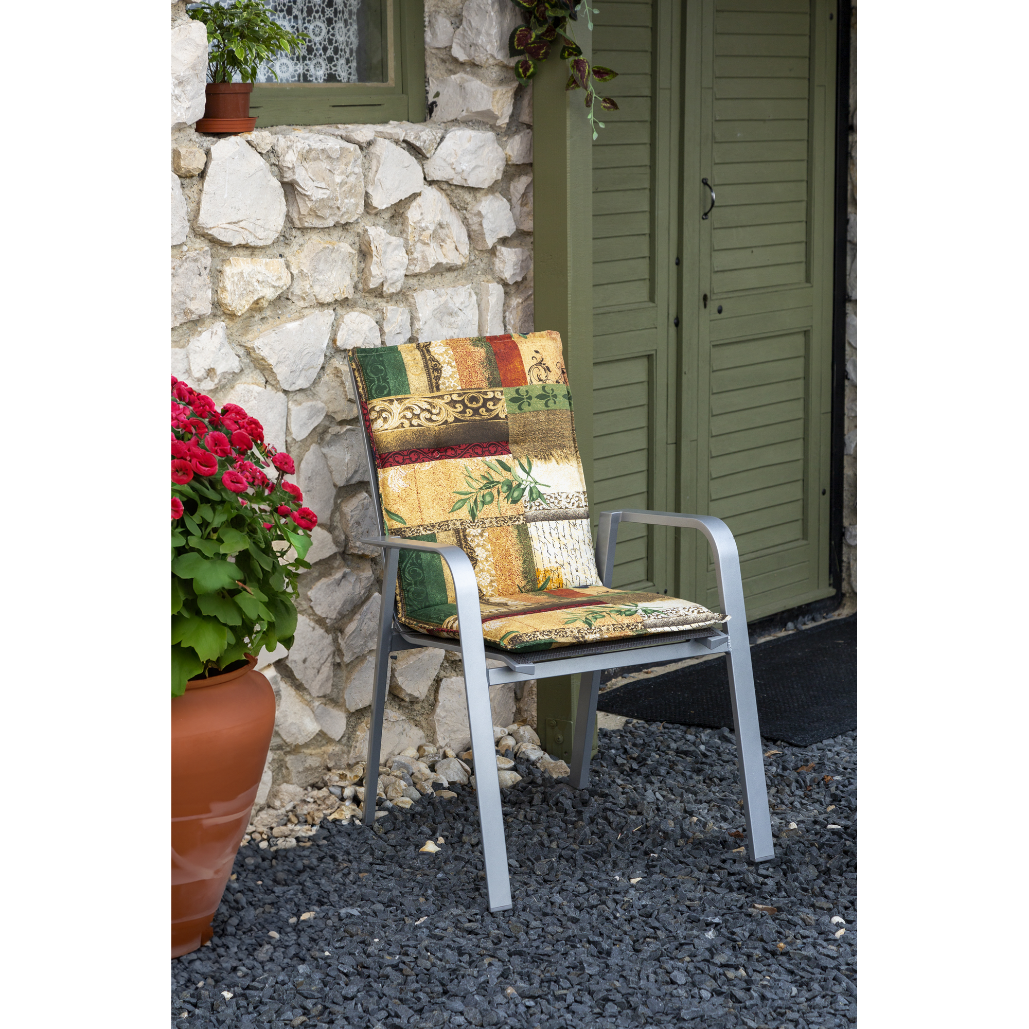 Niedriglehner-Auflagenset 'Glasgow' beige/grün 48 x 100 x 5 cm 4 Stück