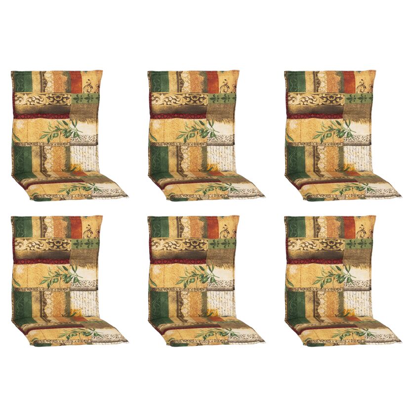 Niedriglehner-Auflagenset 'Glasgow' beige/grün 48 x 100 x 5 cm 6 Stück