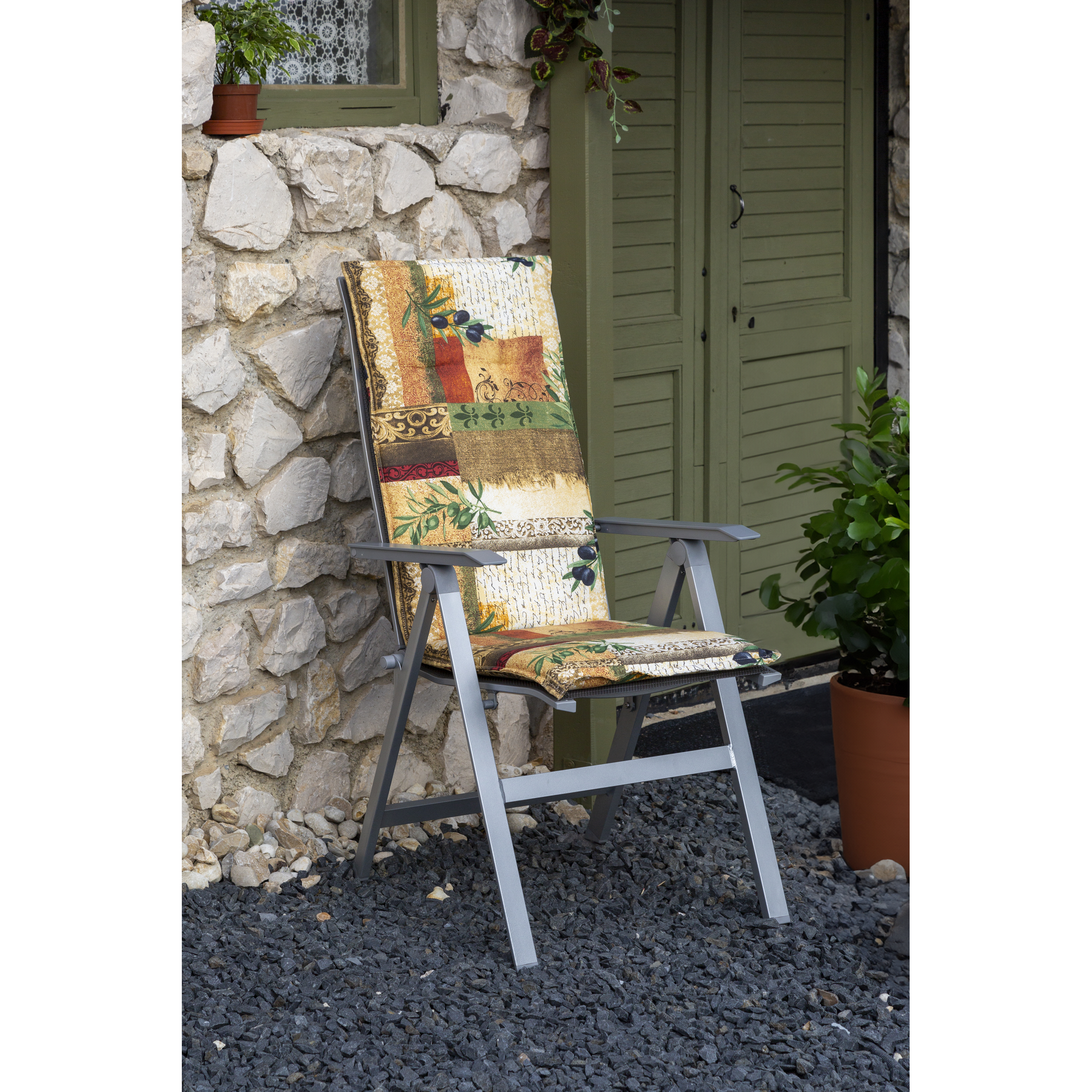 Hochlehner-Auflagen-Set 'Genf' beige/grün 48 x 120 x 5 cm 6 Stück
